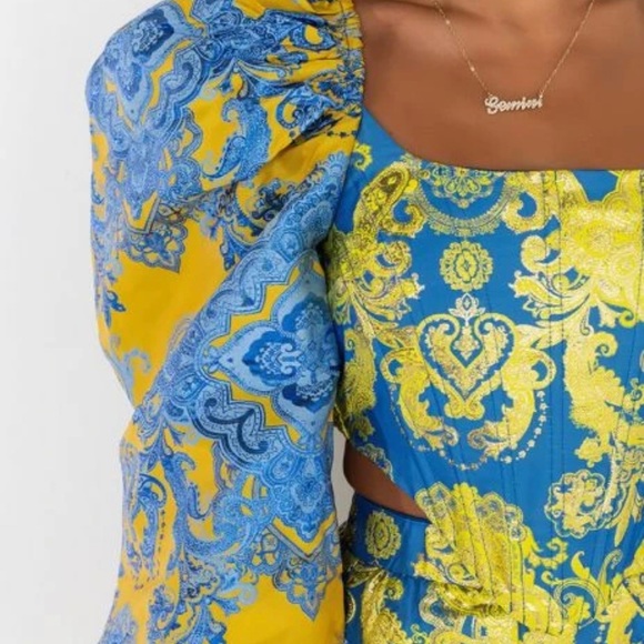 RAYE OF SUNSHINE BROCADE PUFF SLEEVE CORSET BLOUSE (balloon sleeves) - Picture 5 of 5